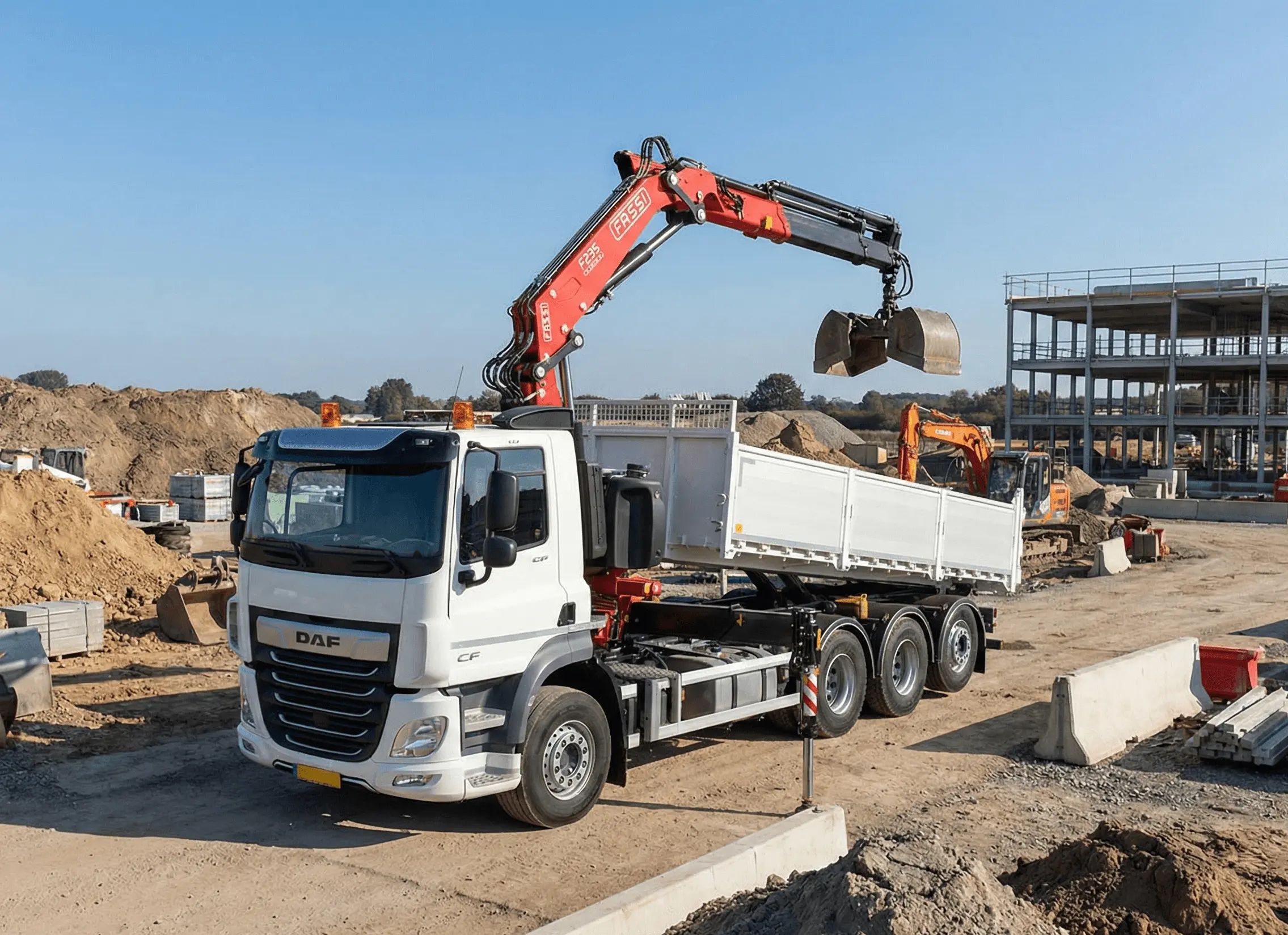 Camion benne grue 32T 8x4 location avec chauffeur Lyon
